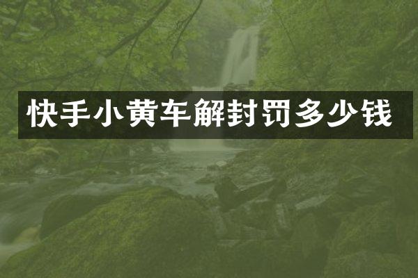 快手小黄车解封罚多少钱