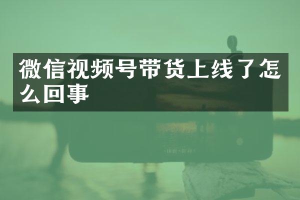 微信视频号带货上线了怎么回事
