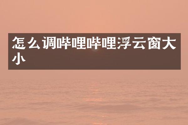 怎么调哔哩哔哩浮云窗大小