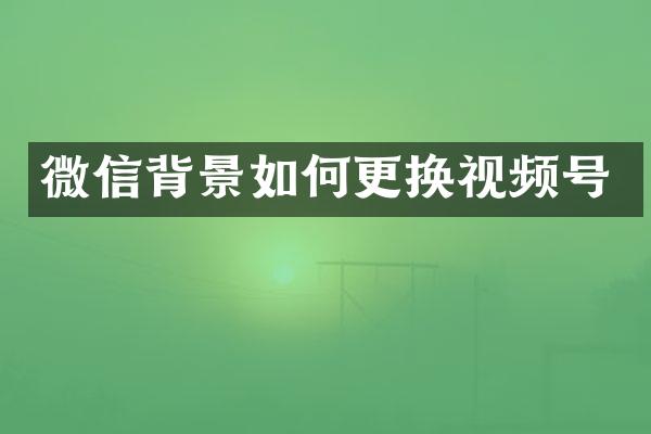 微信背景如何更换视频号