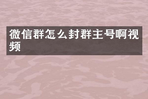 微信群怎么封群主号啊视频