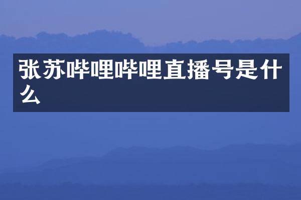 张苏哔哩哔哩直播号是什么