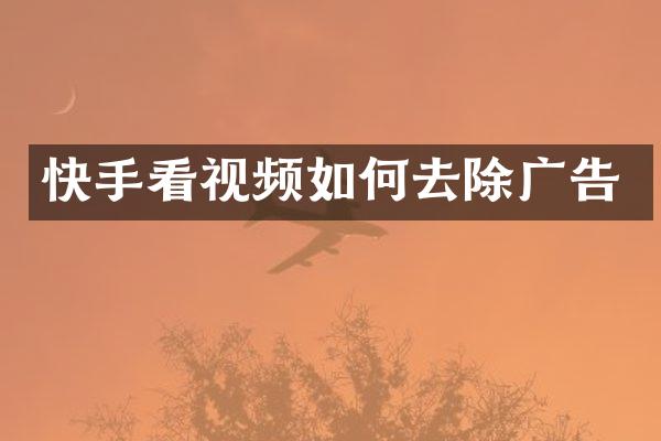快手看视频如何去除广告