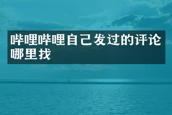 哔哩哔哩自己发过的评论哪里找