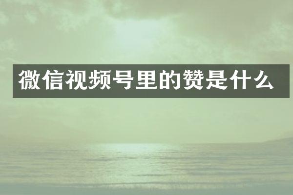 微信视频号里的赞是什么