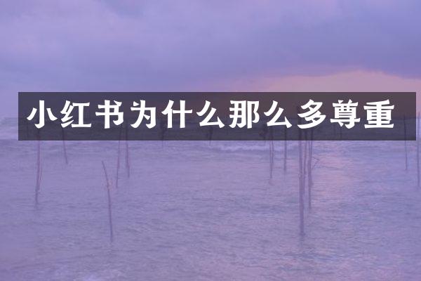 小红书为什么那么多尊重