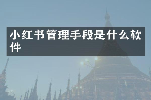 小红书管理手段是什么软件