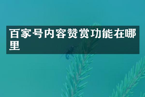百家号内容赞赏功能在哪里