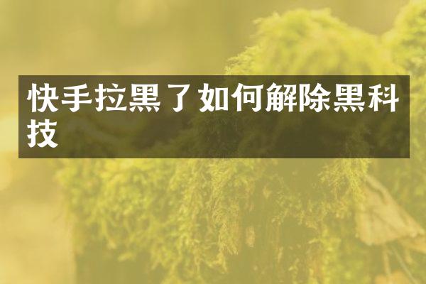 快手拉黑了如何解除黑科技