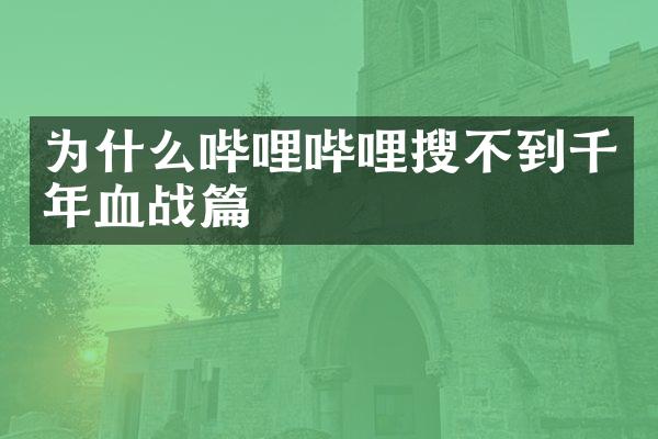 为什么哔哩哔哩搜不到千年血战篇