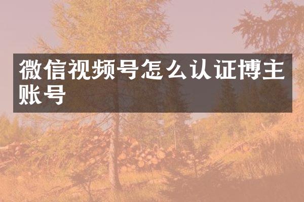 微信视频号怎么认证博主账号