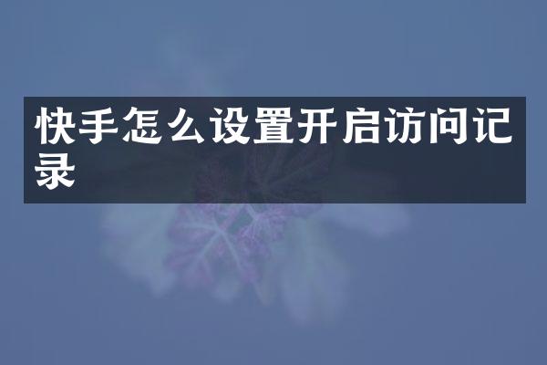 快手怎么设置开启访问记录