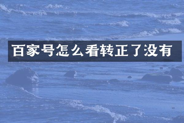 百家号怎么看转正了没有