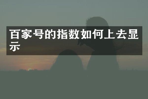 百家号的指数如何上去显示