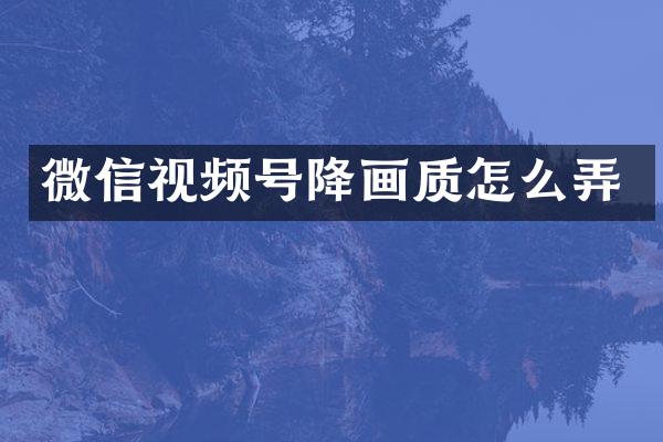 微信视频号降画质怎么弄