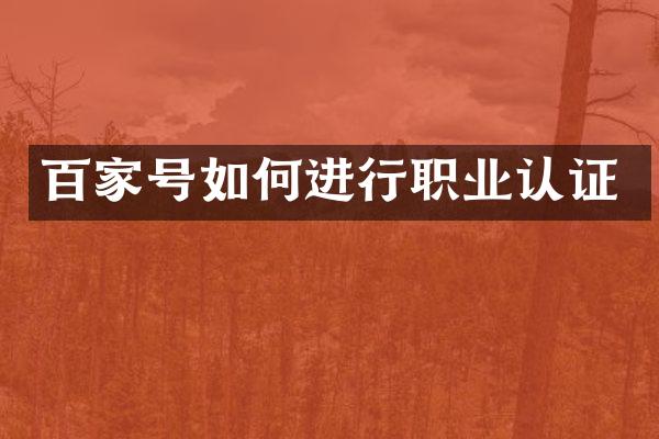 百家号如何进行职业认证