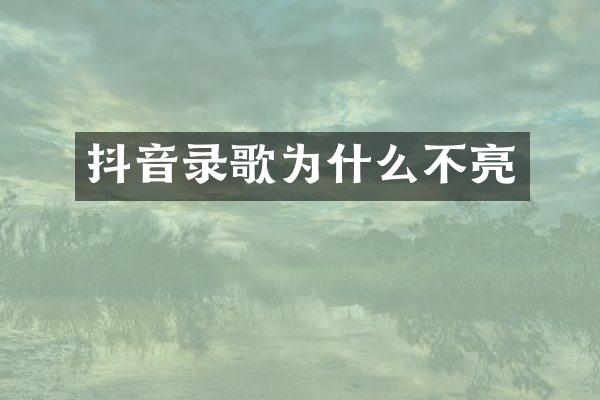 抖音录歌为什么不亮