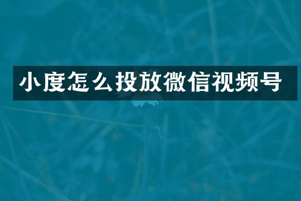 小度怎么投放微信视频号