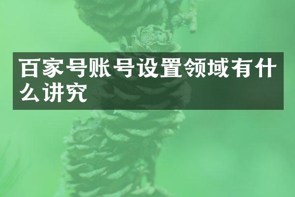 百家号账号设置领域有什么讲究