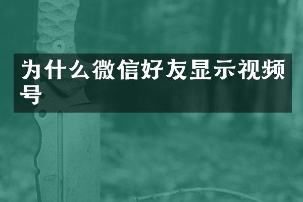 为什么微信好友显示视频号
