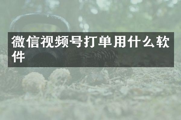 微信视频号打单用什么软件