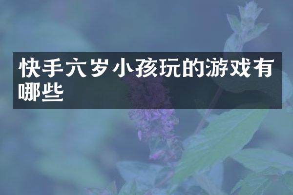 快手六岁小孩玩的游戏有哪些