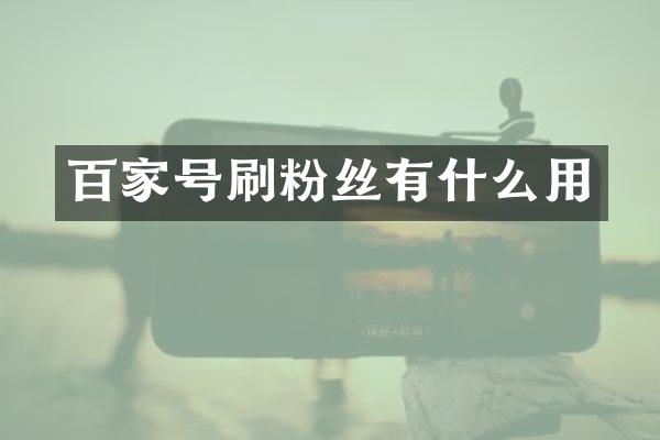 百家号刷粉丝有什么用