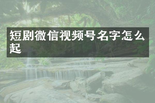 短剧微信视频号名字怎么起