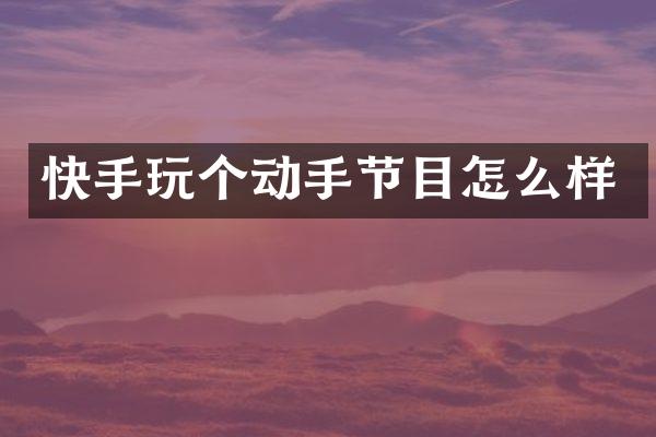 快手玩个动手节目怎么样