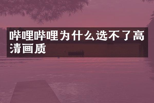 哔哩哔哩为什么选不了高清画质