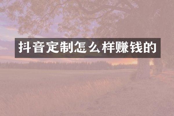 抖音定制怎么样赚钱的