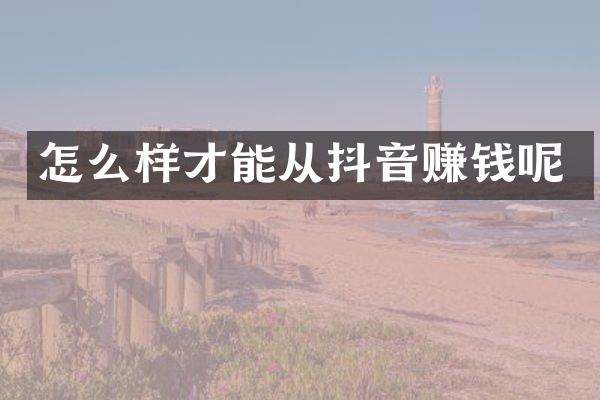 怎么样才能从抖音赚钱呢