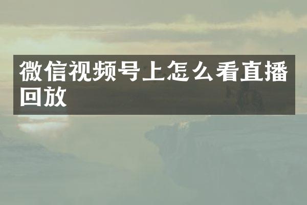 微信视频号上怎么看直播回放