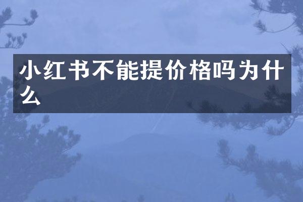 小红书不能提价格吗为什么