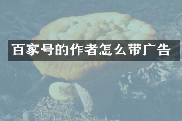 百家号的作者怎么带广告