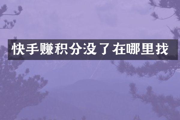 快手赚积分没了在哪里找