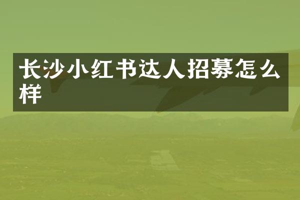 长沙小红书达人招募怎么样