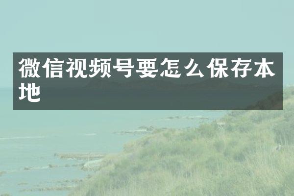 微信视频号要怎么保存本地