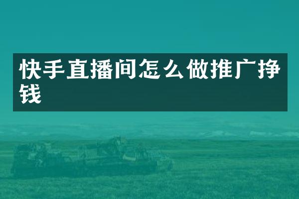 快手直播间怎么做推广挣钱
