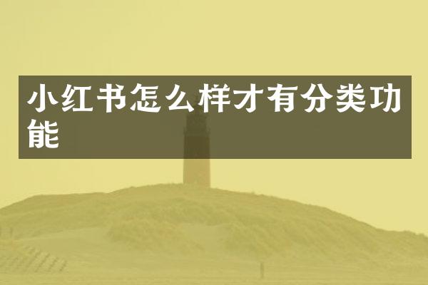 小红书怎么样才有分类功能