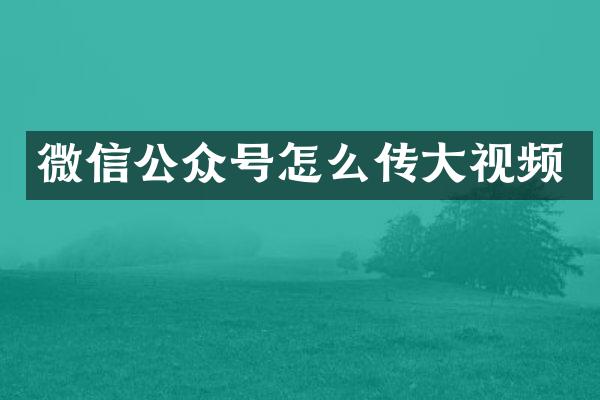 微信公众号怎么传大视频