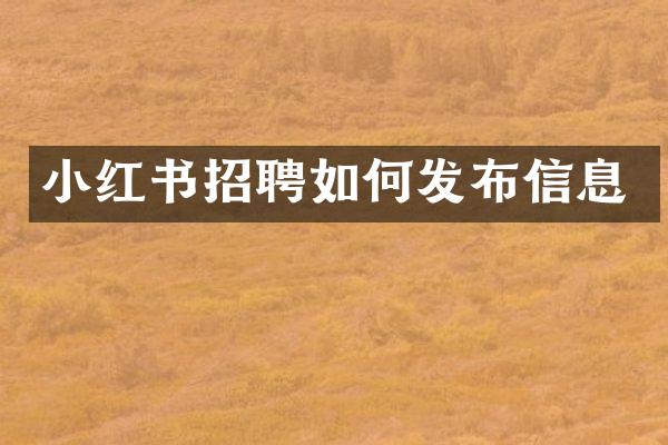 小红书招聘如何发布信息