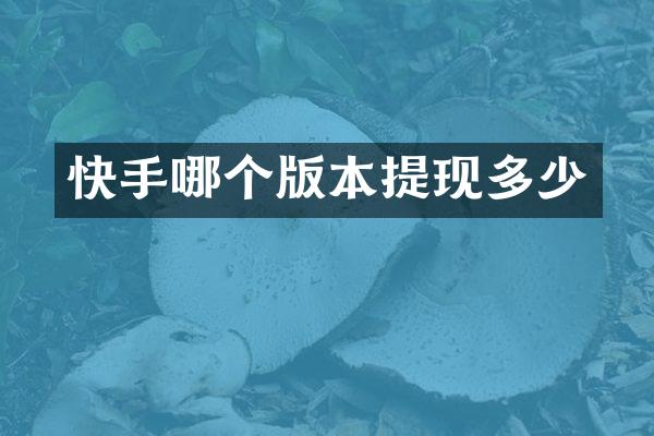 快手哪个版本提现多少