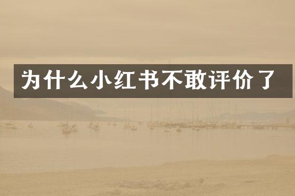 为什么小红书不敢评价了