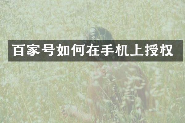 百家号如何在手机上授权