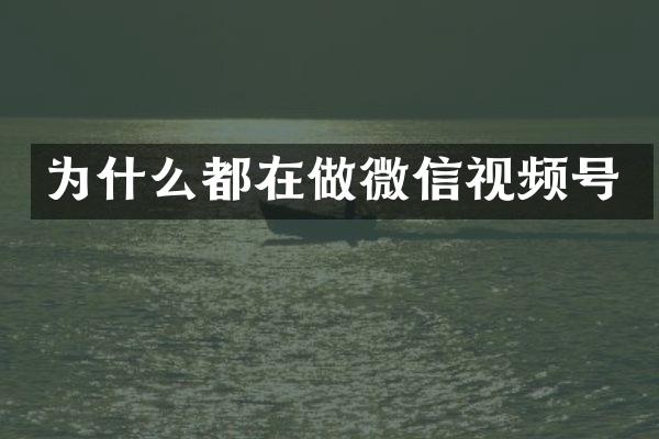 为什么都在做微信视频号