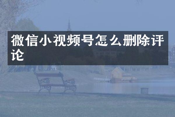 微信小视频号怎么删除评论