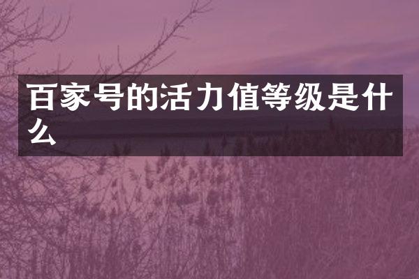 百家号的活力值等级是什么