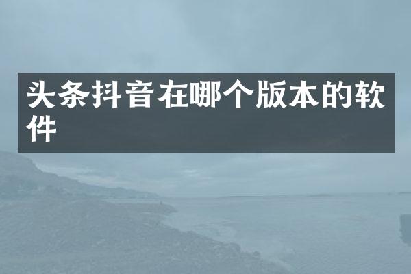 头条抖音在哪个版本的软件