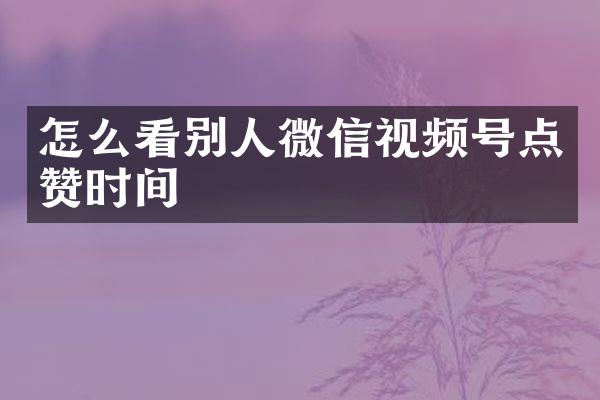 怎么看别人微信视频号点赞时间